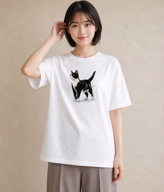 グラフィックTシャツ レディース 三毛猫 みけねこ 三毛 猫 ねこ イラスト きれいめ デイリーウェア 休日 白T