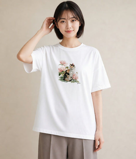 デザインTシャツ レディース ペルシャ 猫 ねこ イラスト カフェコーデ 春コーデ 姉妹 白T