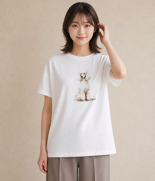 プリントTシャツ レディース トイプードル プードル 犬 いぬ イラスト ゆるかわ 母娘コーデ 自分用 白T