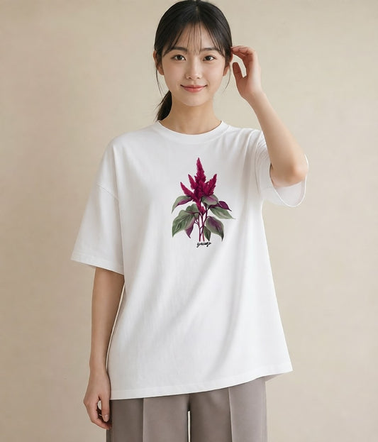 デザインTシャツ レディース ポスト 野の花 レトロ ナチュラル アンティーク イラスト カジュアル 送別ギフト 通勤 白T