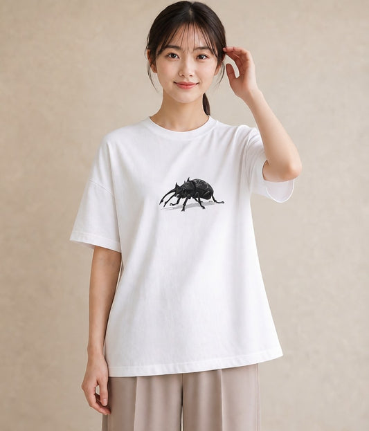 プリントTシャツ レディース クワガタ 昆虫 虫 イラスト ポップ 週末コーデ 敬老の日 白T