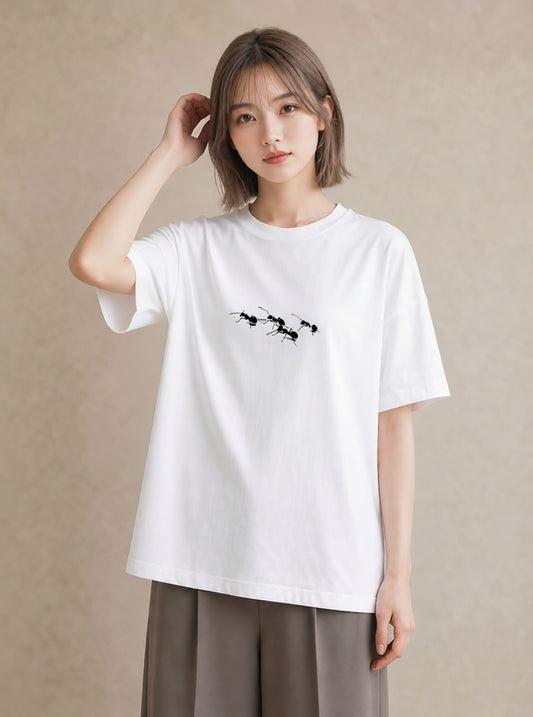 Tシャツ レディース アリ 昆虫 虫 イラスト 水彩風 誕生日プレゼント 綿100 白T