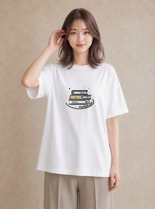 半袖Tシャツ レディース 本 読書 ブック イラスト 個性的 ギフト 母の日 白T