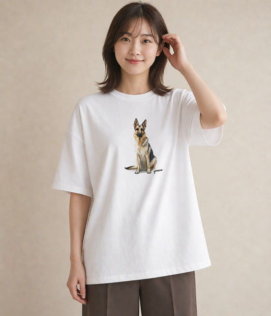 半袖Tシャツ レディース 保護犬 犬 いぬ イラスト ニュアンス 通勤 在宅 白T