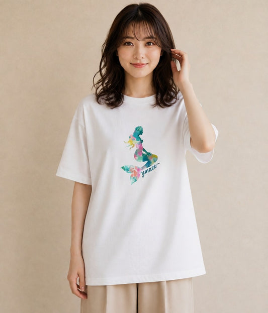 半袖Tシャツ レディース 人魚 海の生き物 海 イラスト ヴィンテージ風 女子会 お揃い 白T