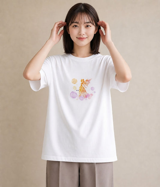 半袖Tシャツ レディース 水瓶座 星空 宇宙 イラスト ゆるかわ ペアコーデ 秋コーデ 白T