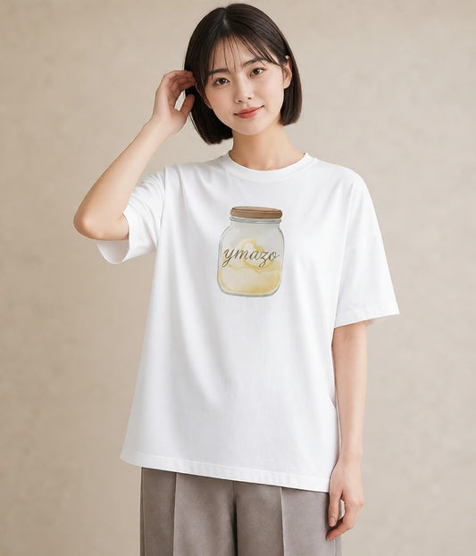 Tシャツ レディース パフェ 食べ物 フード イラスト こなれ感 夏コーデ 通学 白T