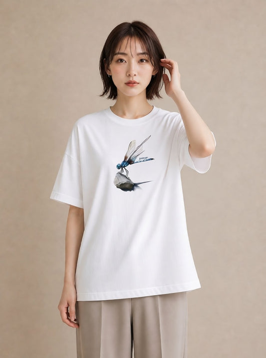 デザインTシャツ レディース とんぼ 昆虫 虫 イラスト 水彩風 女性向けギフト 散歩 白T