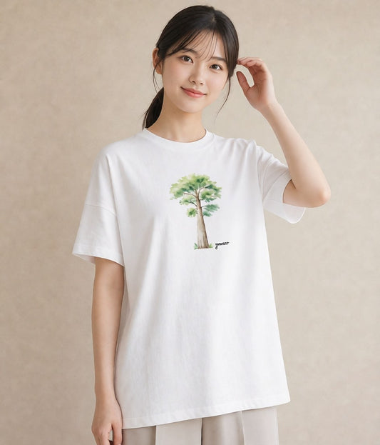 デザインTシャツ レディース 森 植物 ボタニカル イラスト ミニマル 女性 旅行用 白T