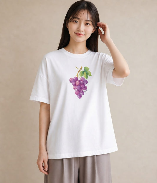 半袖Tシャツ レディース つる 植物 ボタニカル イラスト 水彩風 ラフ レイヤード 白T