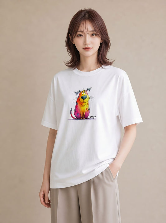 プリントTシャツ レディース 猫の手 猫 ねこ イラスト ポップ ママ カフェ服 白T