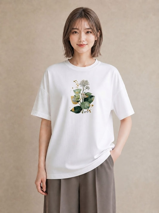 Tシャツ レディース クローバー 四つ葉 花 花柄 イラスト ゆるコーデ デート 帰省 白T