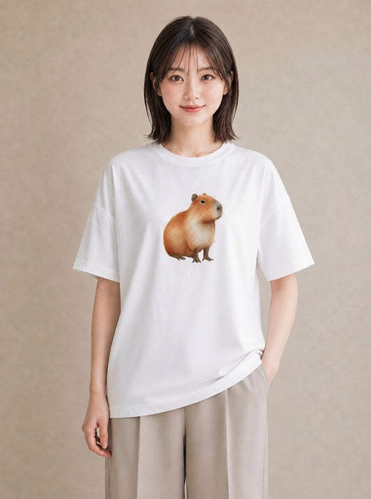 プリントTシャツ レディース ハムスター ペット 動物 イラスト 通勤 在宅 白T