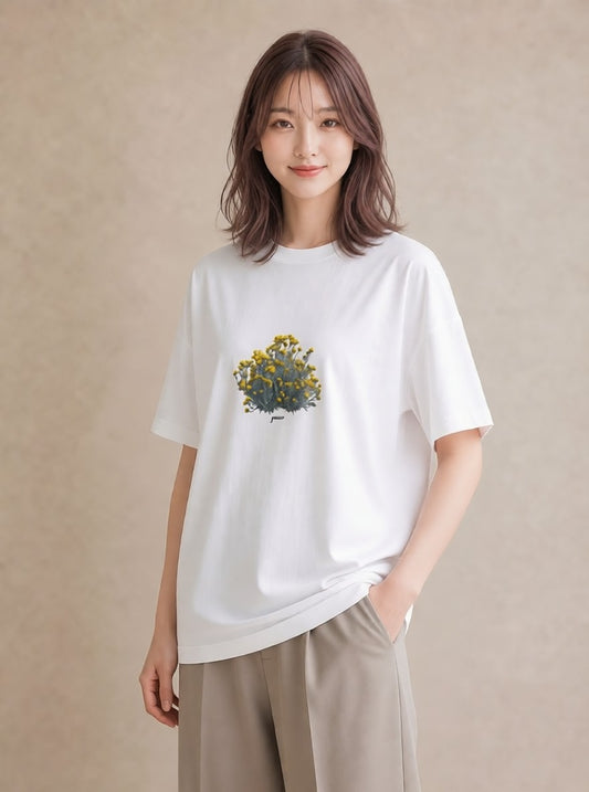 グラフィックTシャツ レディース たんぽぽ 花 花柄 イラスト レトロ 週末コーデ 敬老の日 白T