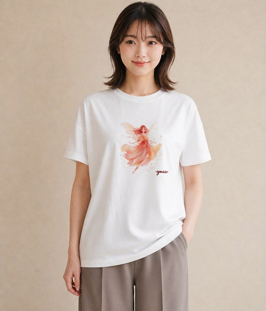 Tシャツ レディース ホタル 昆虫 虫 イラスト 上品 デイリーウェア 休日 白T
