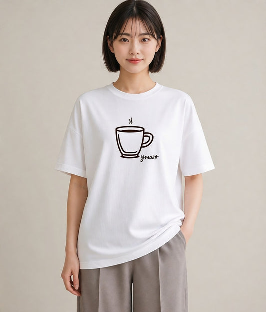 プリントTシャツ レディース コーヒー カフェ 珈琲 イラスト ラフカジュアル 親子 20代 白T