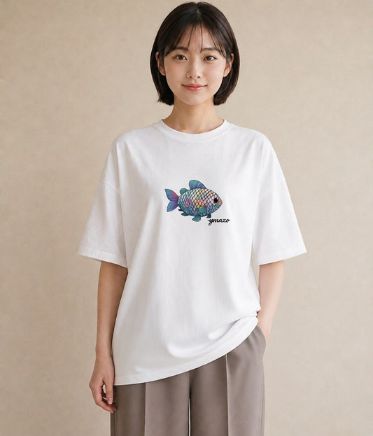 プリントTシャツ レディース グッピー ペット 動物 イラスト ヴィンテージ風 クリスマス 旅行 白T