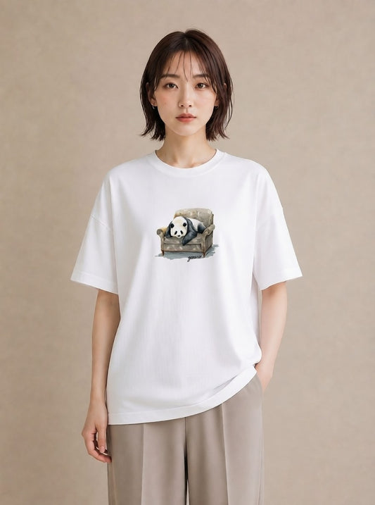 デザインTシャツ レディース パンダ 動物 アニマル イラスト お洒落 母娘コーデ 自分用 白T