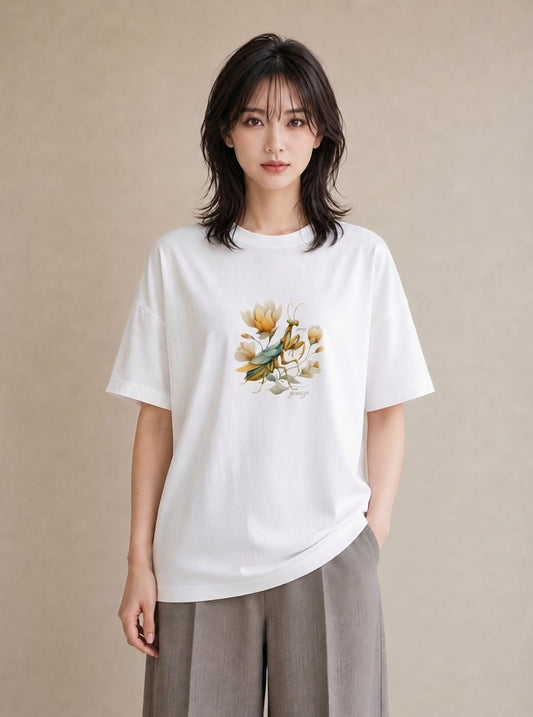 Tシャツ レディース ホタル 昆虫 虫 イラスト フェミニン 春コーデ 姉妹 白T