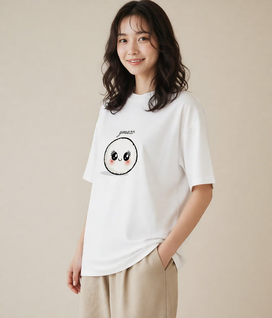 Tシャツ レディース おにぎり 食べ物 フード イラスト きれいめカジュアル 友達ギフト 部屋着 白T
