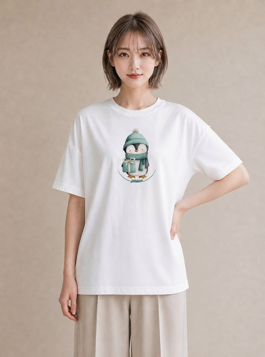 デザインTシャツ レディース ペンギン ぺんぎん 動物 アニマル イラスト ナチュラル 休日 ペアコーデ 白T