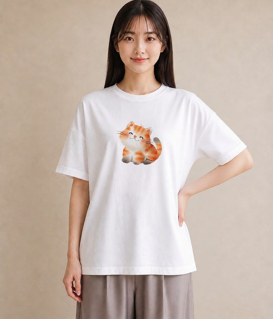 デザインTシャツ レディース ソマリ 猫 ねこ イラスト 線画 ママ カフェ服 白T
