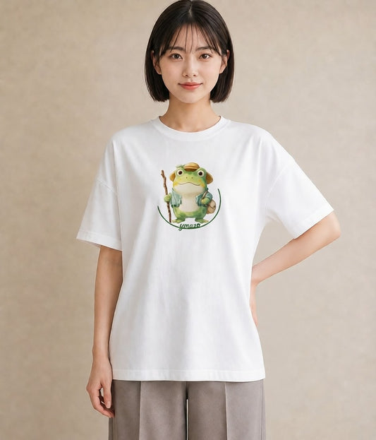 グラフィックTシャツ レディース カエル ペット 動物 イラスト カジュアル クリスマス 旅行 白T