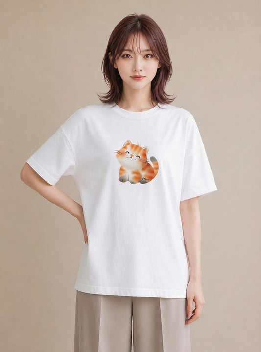 半袖Tシャツ レディース ラグドール 猫 ねこ イラスト レトロ 旅行用 海 白T