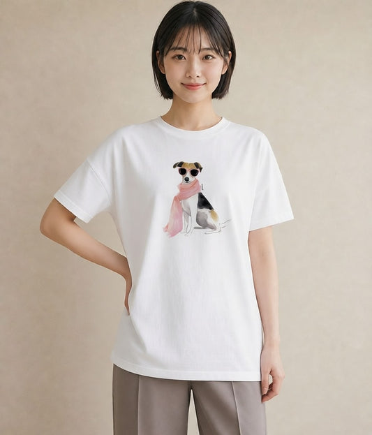 プリントTシャツ レディース 保護犬 犬 いぬ イラスト ヴィンテージ風 休日 ペアコーデ 白T