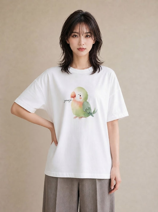 グラフィックTシャツ レディース オカメインコ ペット 動物 イラスト ラフ 社会人 女性 白T