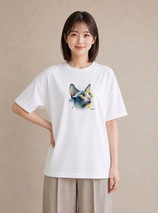 デザインTシャツ レディース 猫 ねこ イラスト 送別ギフト 通勤 白T