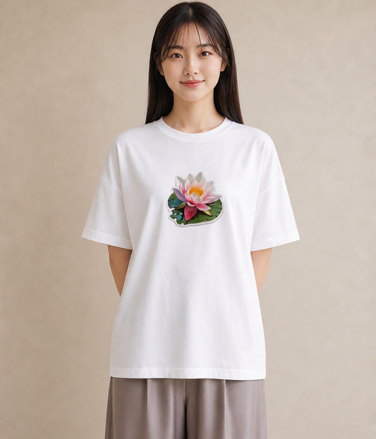 半袖Tシャツ レディース 彼岸花 花 花柄 イラスト ミニマル 在宅 公園 白T