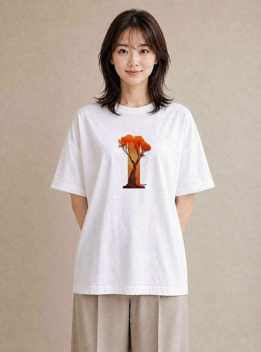 Tシャツ レディース 木 植物 ボタニカル イラスト ポップ カフェ服 クリスマス 白T