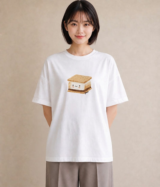 半袖Tシャツ レディース 食パン 食べ物 フード イラスト きれいめカジュアル 旅行用 海 白T