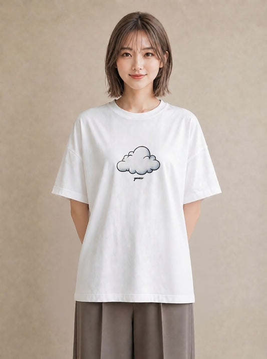 半袖Tシャツ レディース 雲 星空 宇宙 イラスト シック 公園 ママ 白T