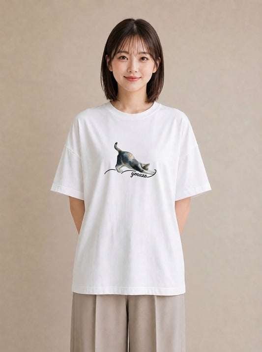 プリントTシャツ レディース サバトラ 猫 ねこ イラスト シック お揃い 親子 白T