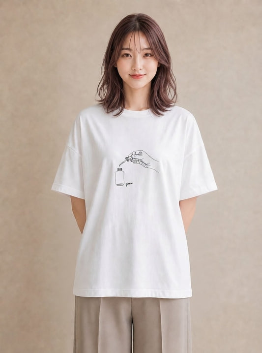 プリントTシャツ レディース 香水 香水瓶 パフューム イラスト きれいめカジュアル 母娘コーデ 自分用 白T