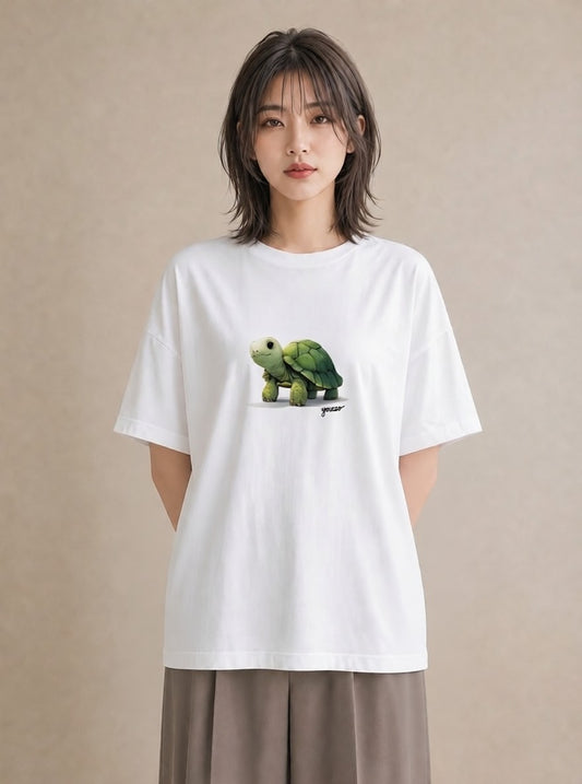 プリントTシャツ レディース ウミガメ 海の生き物 海 イラスト ラフカジュアル 女性向けギフト 散歩 白T