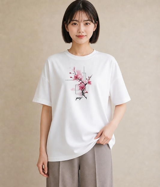 Tシャツ レディース さくら 桜 サクラ 花 花柄 イラスト ボタニカル 女性向けギフト 散歩 白T