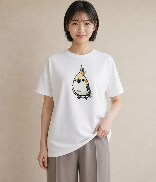 Tシャツ レディース オカメインコ ペット 動物 イラスト 韓国風 デート 帰省 白T