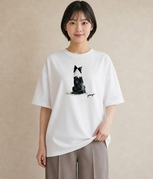 プリントTシャツ レディース 靴下猫 猫 ねこ イラスト ボタニカル 通学 誕生日プレゼント 白T