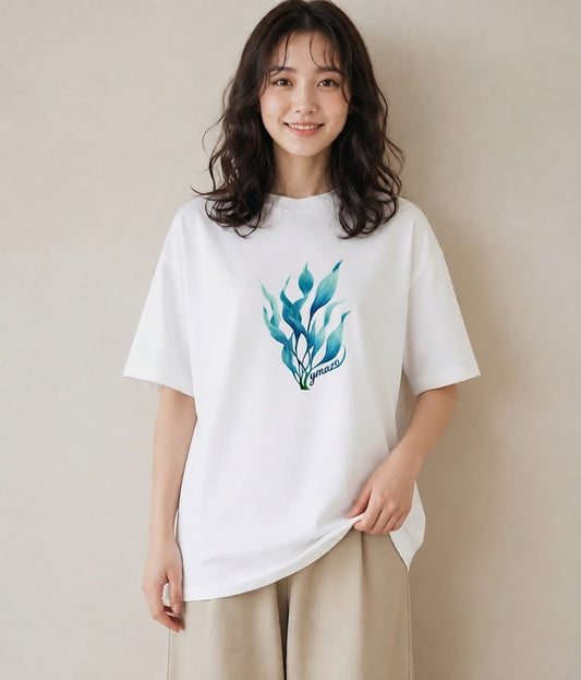 プリントTシャツ レディース 苔 植物 ボタニカル イラスト 韓国風 自分用 ルームウェア 白T