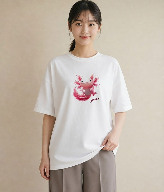 デザインTシャツ レディース ウーパールーパー ペット 動物 イラスト ヴィンテージ風 姉妹 送別ギフト 白T