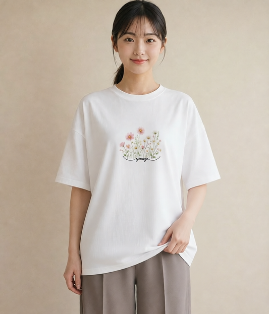 グラフィックTシャツ レディース デイジー 花 花柄 イラスト ゆるコーデ 姉妹 送別ギフト 白T