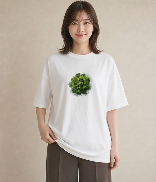 デザインTシャツ レディース 森 植物 ボタニカル イラスト きれいめカジュアル ビーチ デイリーウェア 白T