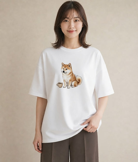 プリントTシャツ レディース 秋田犬 犬 いぬ イラスト 北欧風 おしゃれギフト 社会人 白T