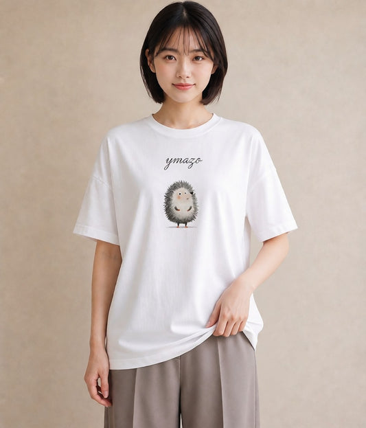 デザインTシャツ レディース ハリネズミ ペット 動物 イラスト ナチュラル 春コーデ 姉妹 白T