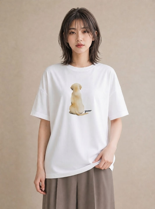 プリントTシャツ レディース ラブラドールレトリバー 犬 いぬ イラスト ヴィンテージ風 夏コーデ 通学 白T