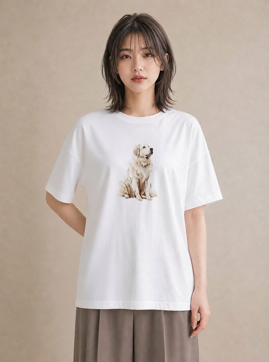 プリントTシャツ レディース 黒柴 犬 いぬ イラスト カフェコーデ 夏コーデ 通学 白T