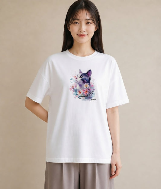 半袖Tシャツ レディース 三毛猫 みけねこ 三毛 猫 ねこ イラスト 旅行 母娘コーデ 白T